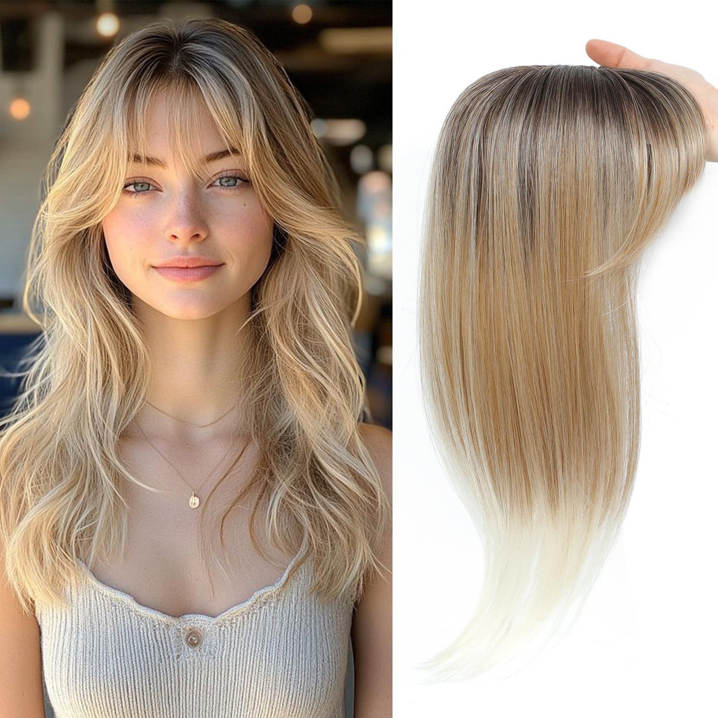 Women's Fringe Lace Hair Supplementing Piece Sparse White Wig