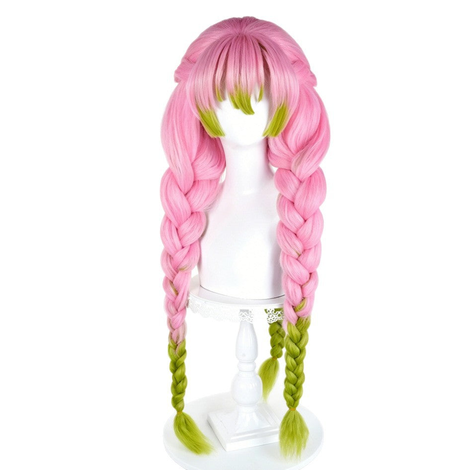 Mi Glass Love Column Pink Green Cos Wig