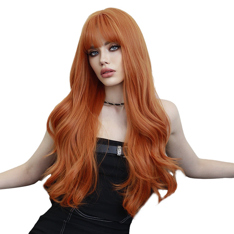 Women's Ginger Color Wavy Curly Hair Air Wig Long Curls