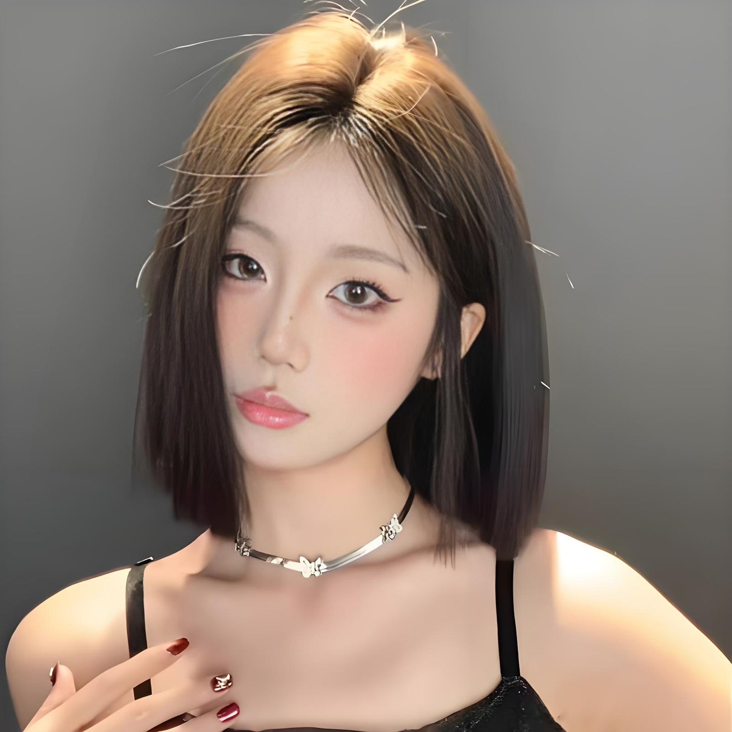 Sweetheart Natural Mid-length Korean Style Artificial Daily Full Top Wig Short Straight Hair
