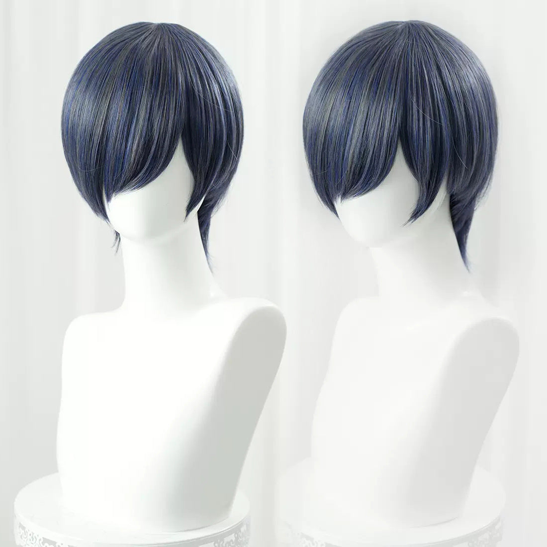 Butler Charles Fandom Curly Hain Blue Gray Mixed Color Short Cos Wig