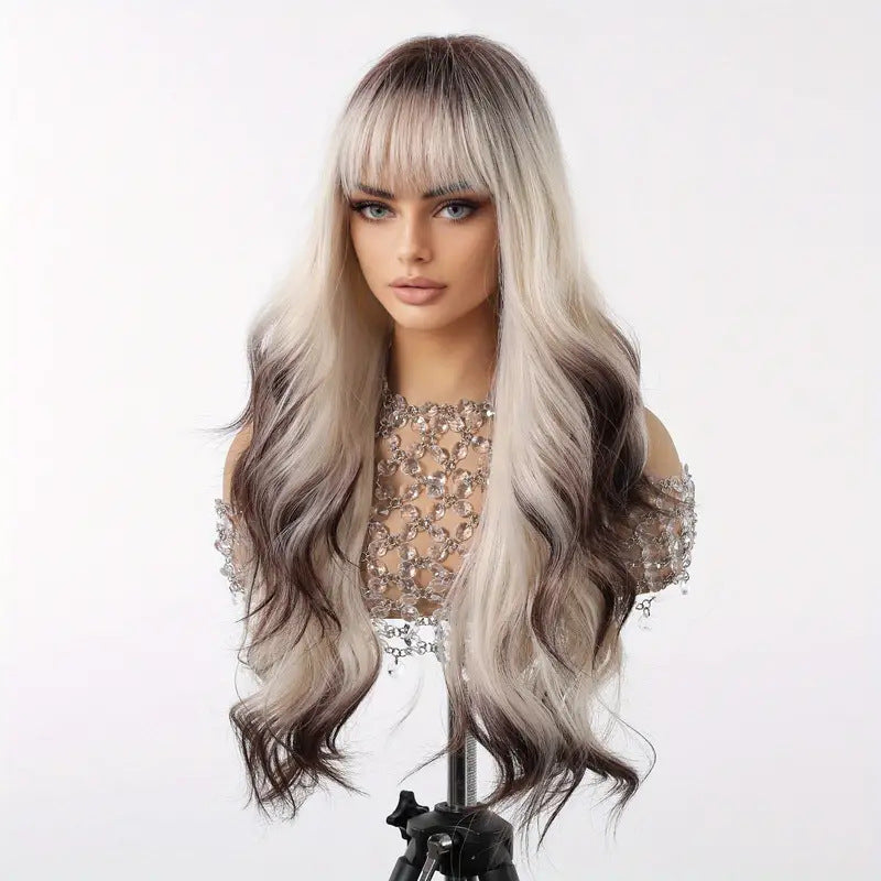 Women's Synthetic Role Play Gradient Beige Pink Wig Long Curls
