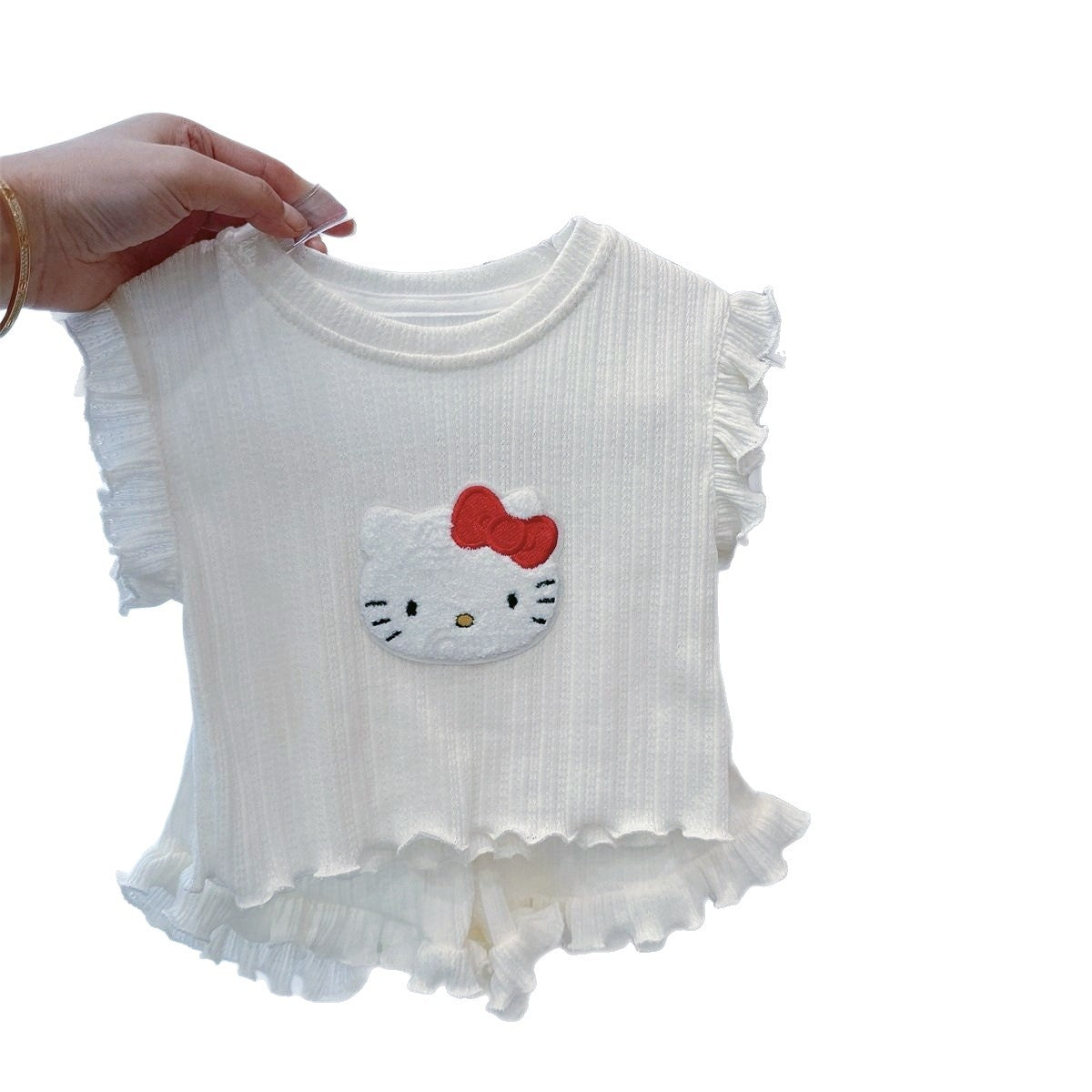 Summer Korean Cute Cat Short Sleeve Pants Children's Suit