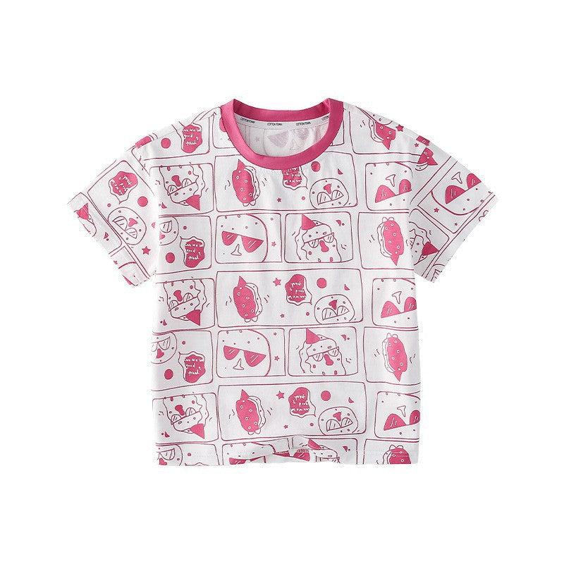 Children's Cotton Hall Boy's Short-sleeved Pure Summer Children's T-shirt