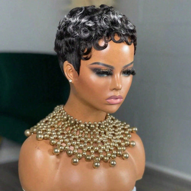 Women's African Roll Synthetic Wigs Rose Net Wig Short Curly Hair