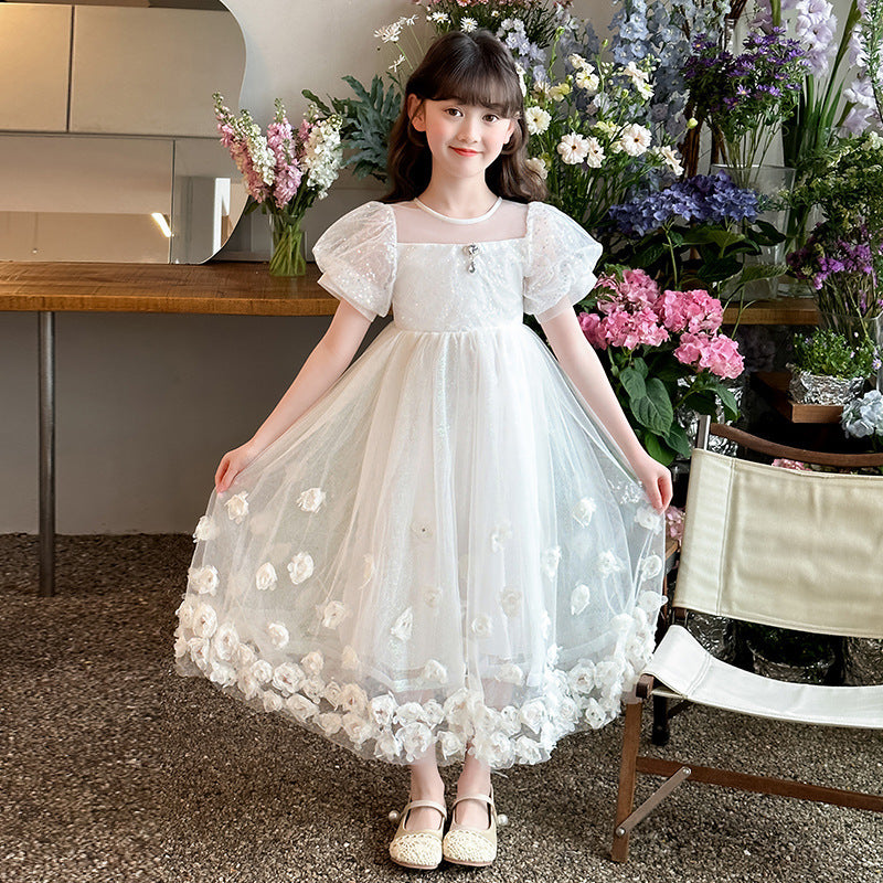 Summer Middle Big Cute Sweet Court Style Princess Children's Dress