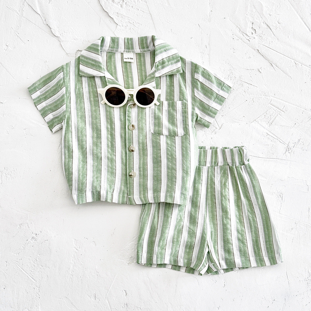 Cool Breathable Short-sleeved Sports Shorts Striped Summer Children's Suit