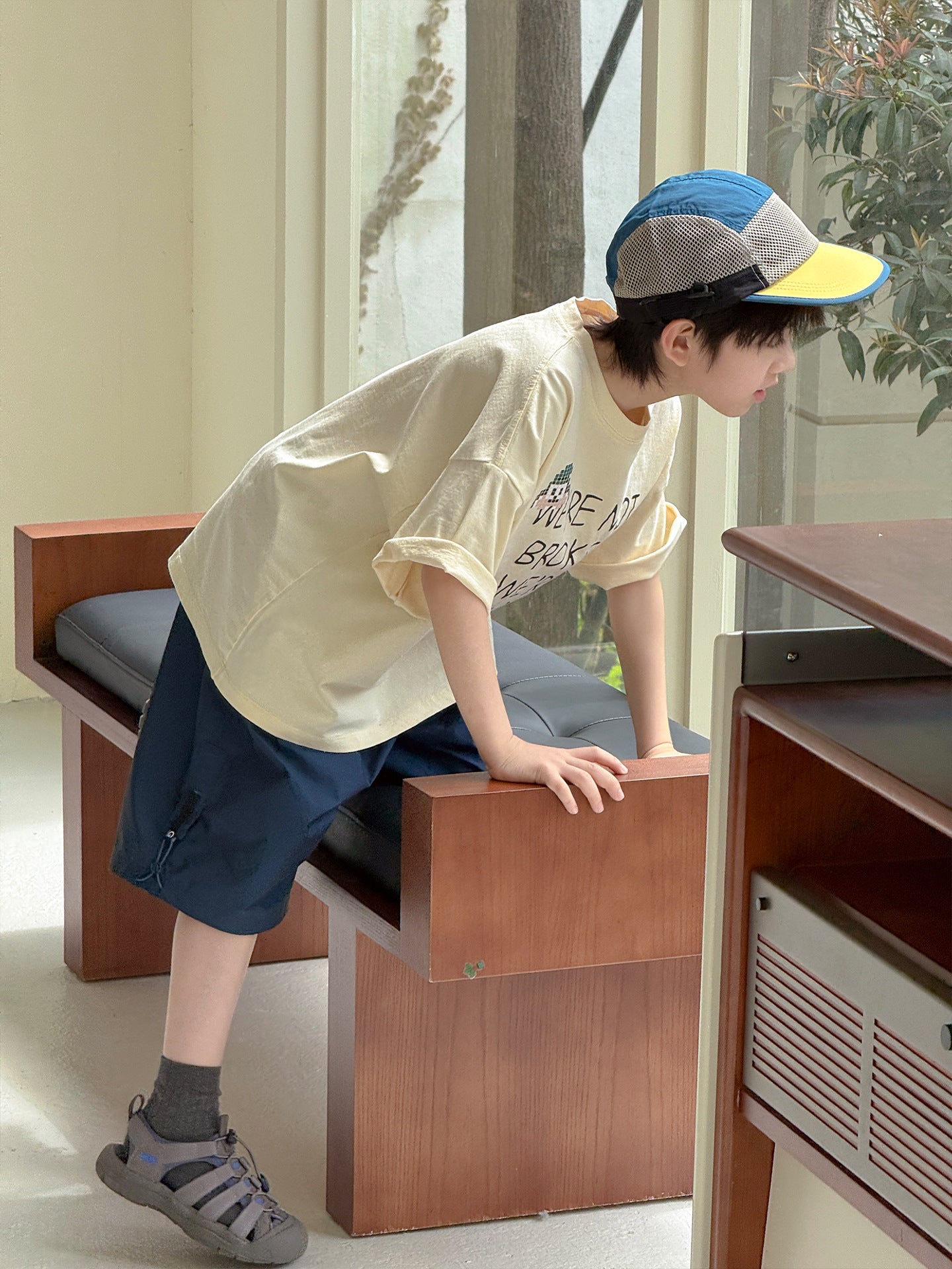 Children's Letter Printed Round Neck Boys Casual Loose Soft Children's T-shirt