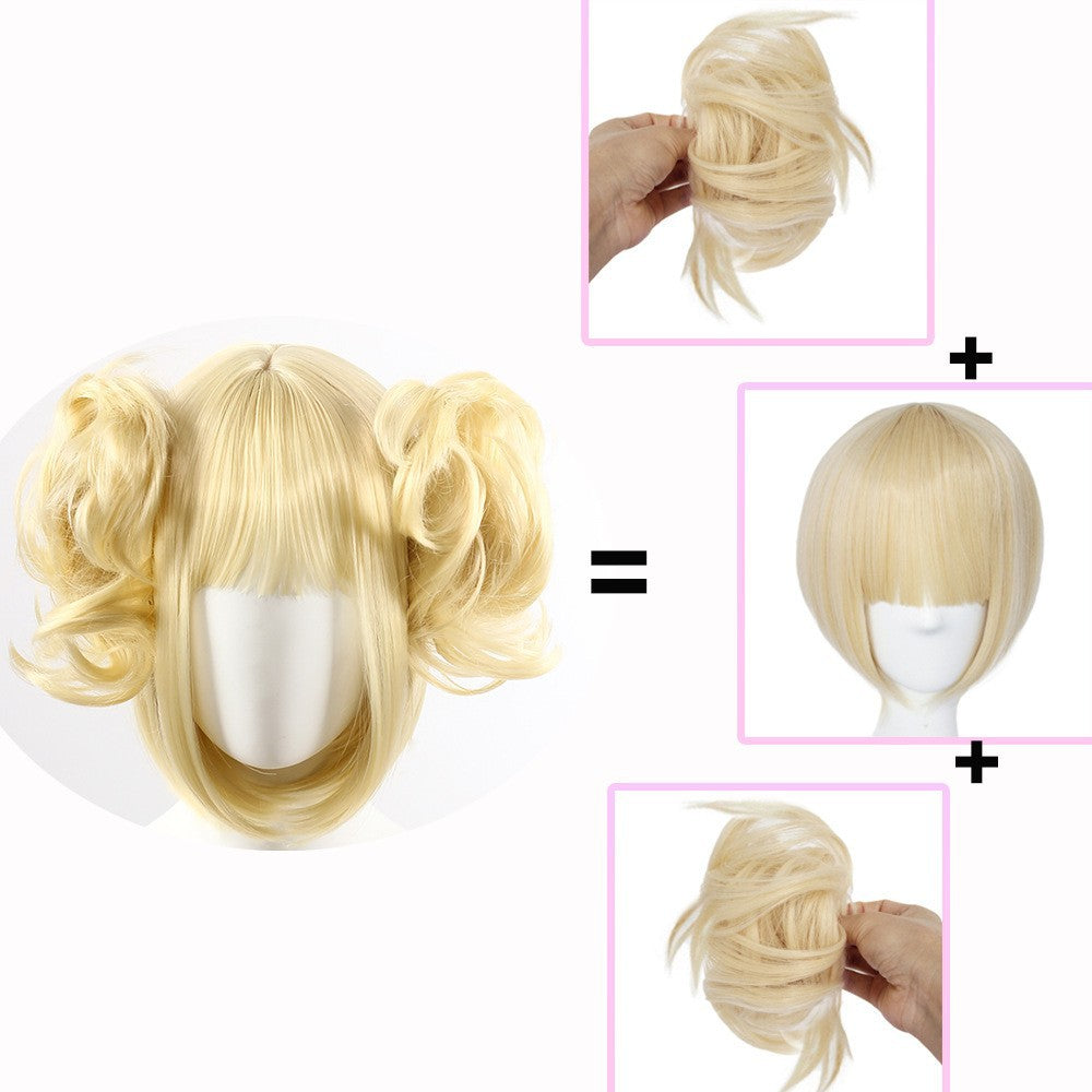 Golden Anime Secondary Element Jaws Clamp Pair Ponytail Short Hair Cos Wig