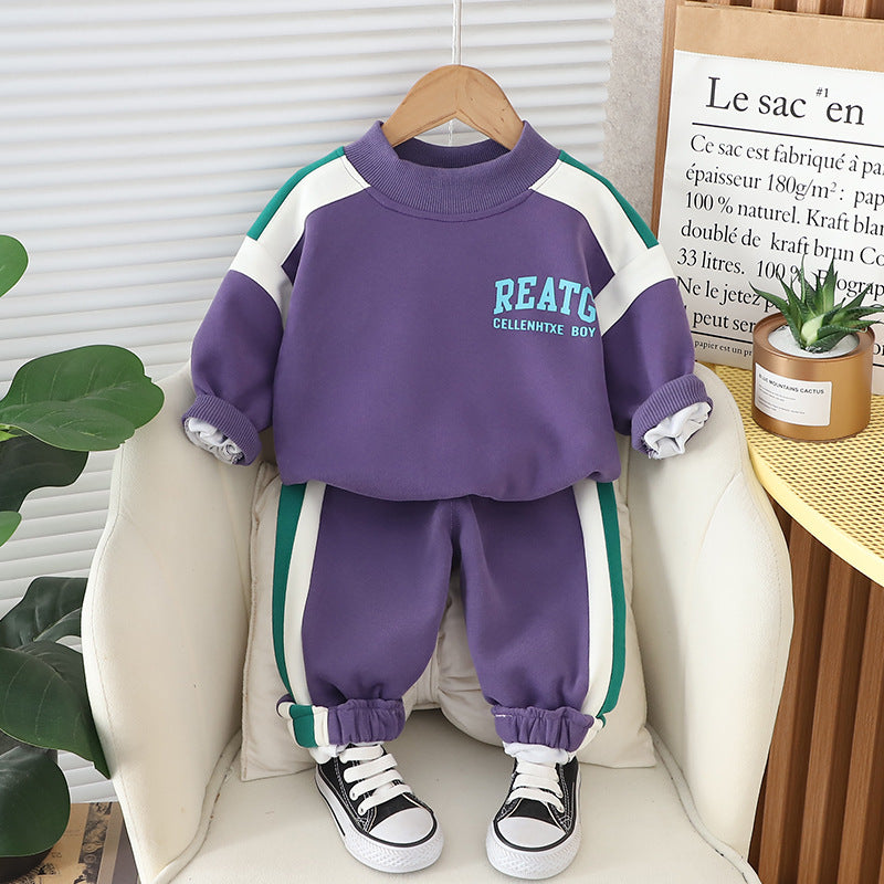 Clothing Sports Pants Round Neck Sweater Two-piece Children's Suit