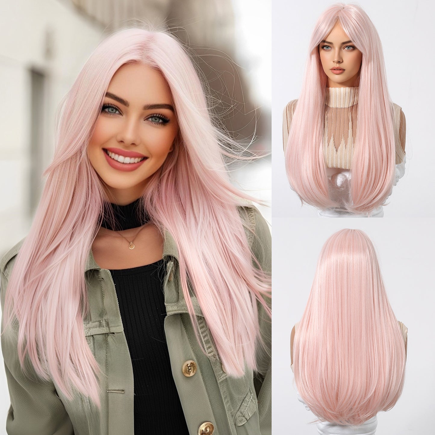 Daily Korean Style Cold Brown Hair Gentle Sweet Face Long Straight Wig