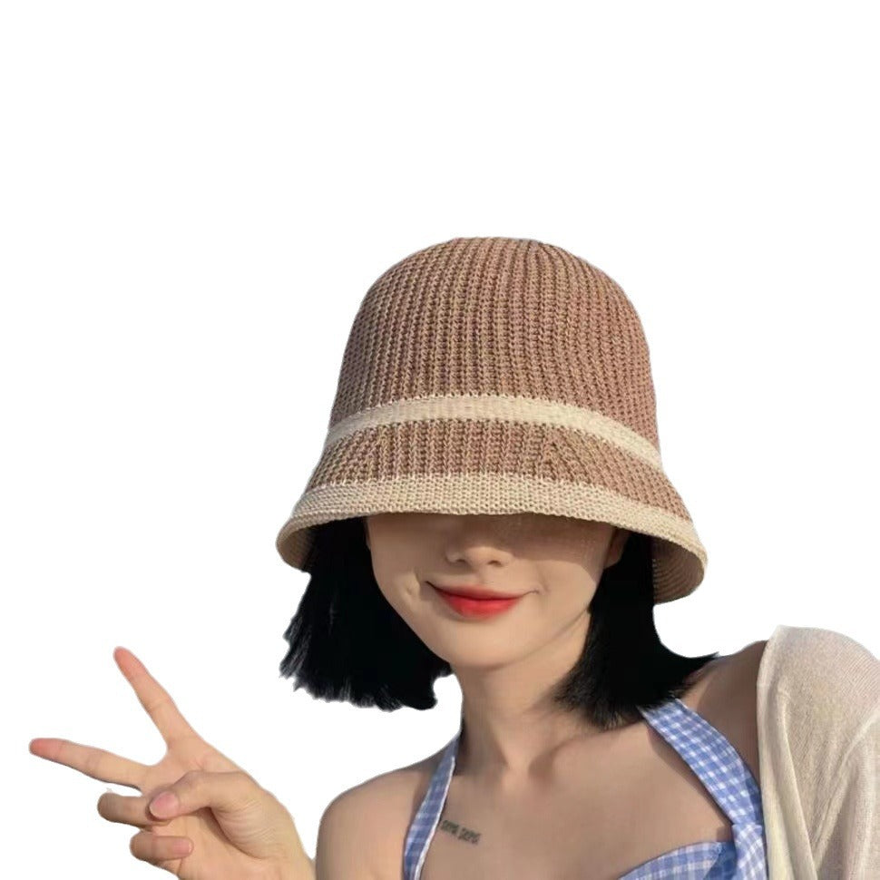 Women's Summer Sun Hat One-piece Super Hollow Show Face Wig Short Straight Hair