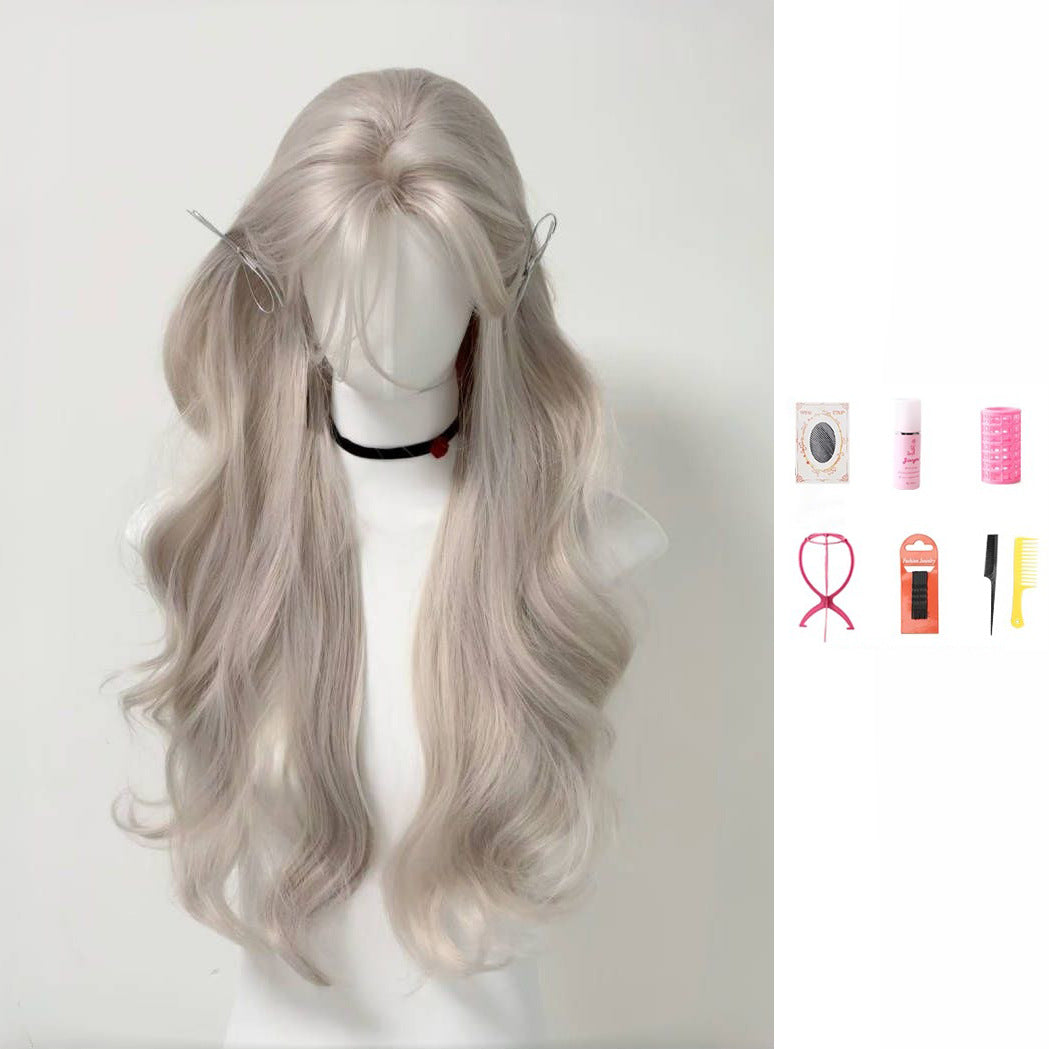 Women's Mid-length Bangs Curly Hair Japonica Rice Wig Long Curls