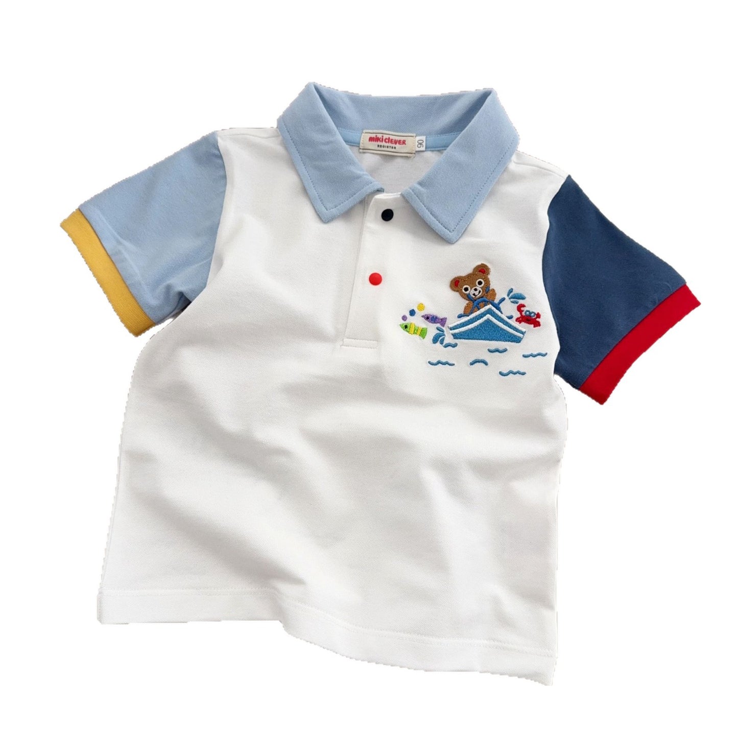 Children's Blue Collar Embroidered Lapel Short-sleeved Summer Color Children's T-shirt