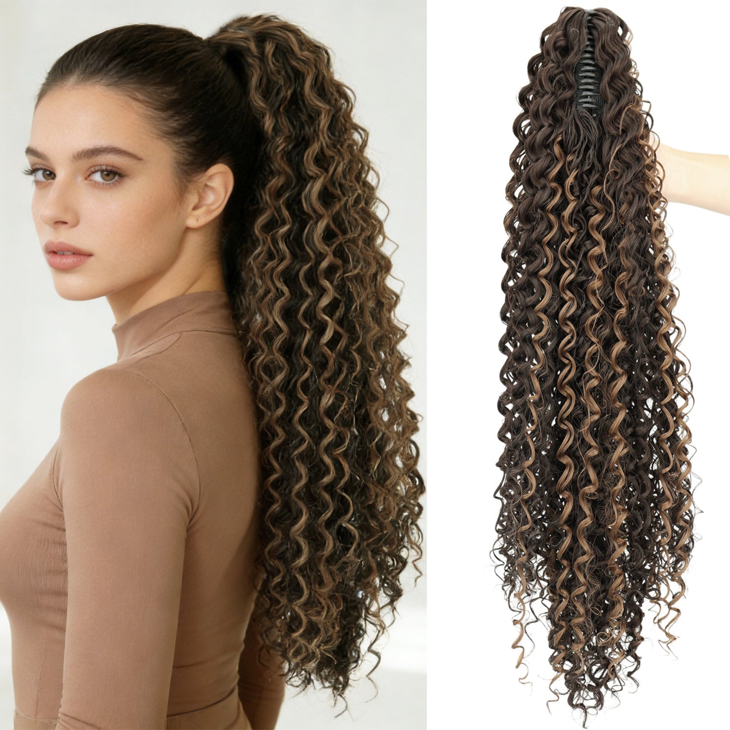 Chemical Fiber Small Volume Grip Long Curly Wig Ponytail