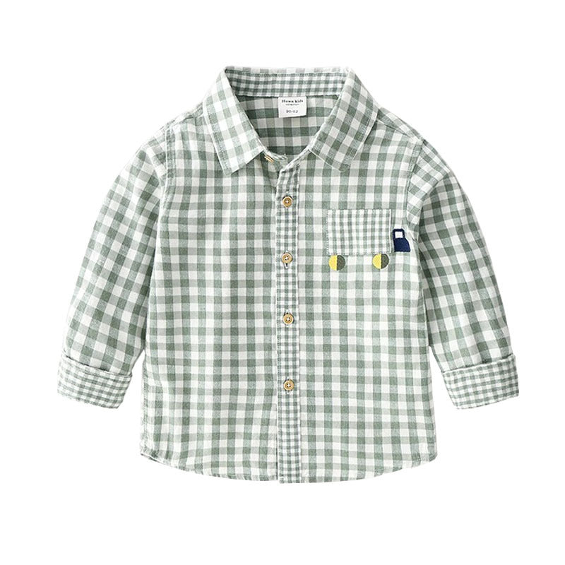 Children's Spring Boys Casual Plaid Toddler Simple Children's Shirt