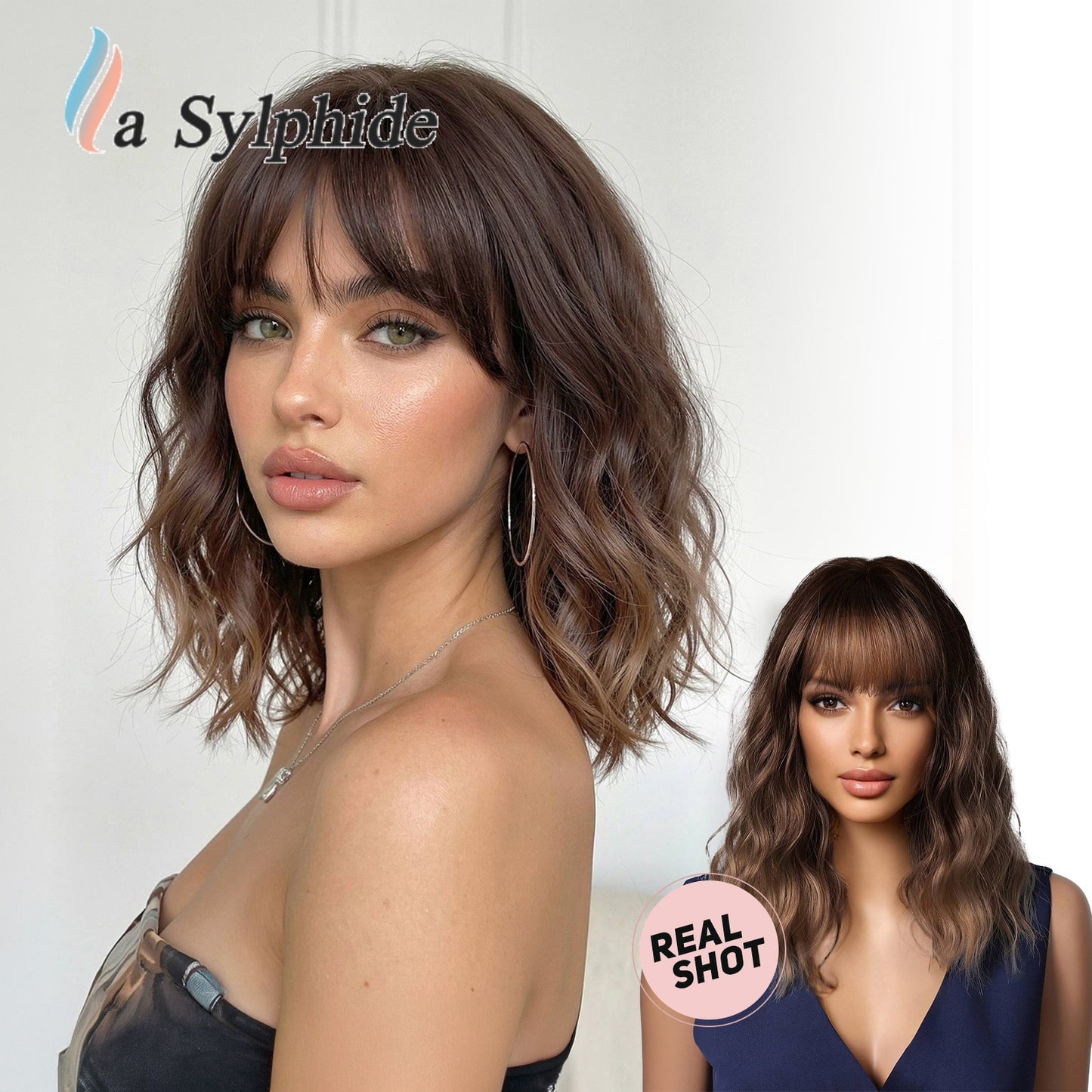 High Skull Top Best-selling Female Straight Bangs Short Wig Long Curls