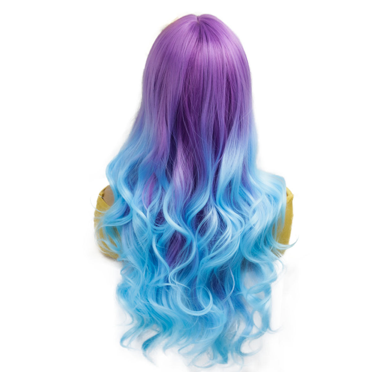 Gradient Purple Female Curly Hair Chemical Wig Long Curls
