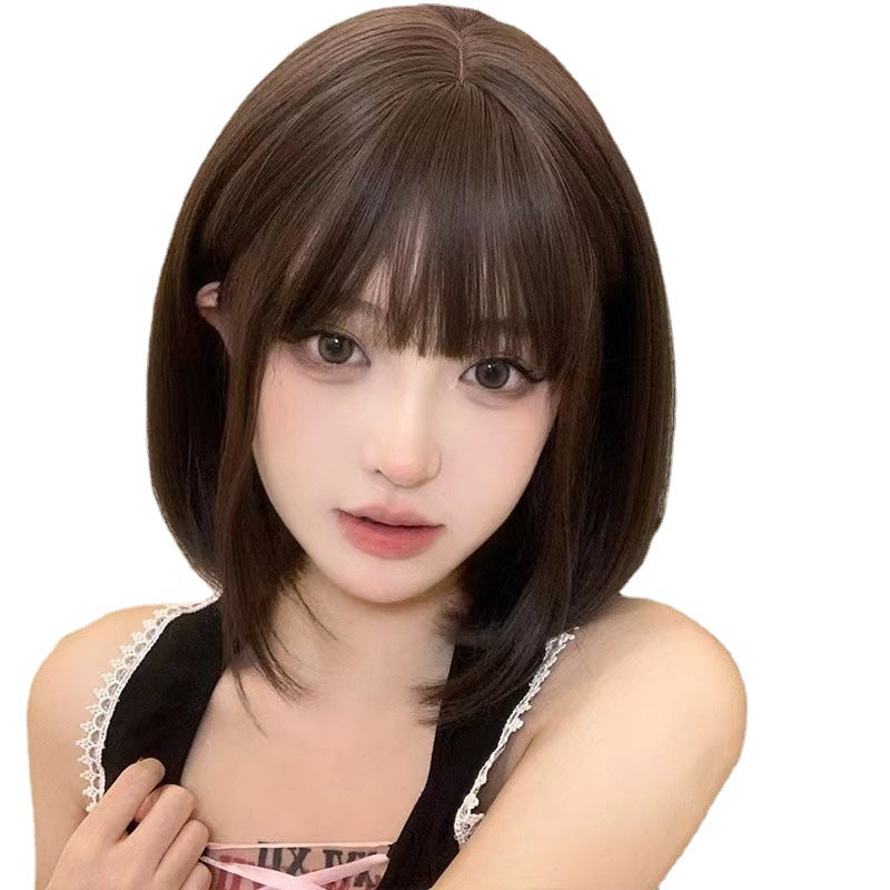 Female Head Inner Buckle Korean Cover Style Wig Short Straight Hair
