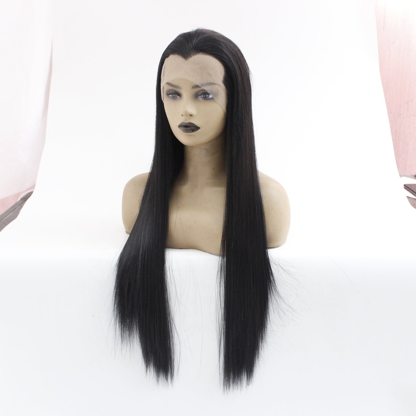 Beauty Pointed Front Lace Black Hair Long Straight Wig