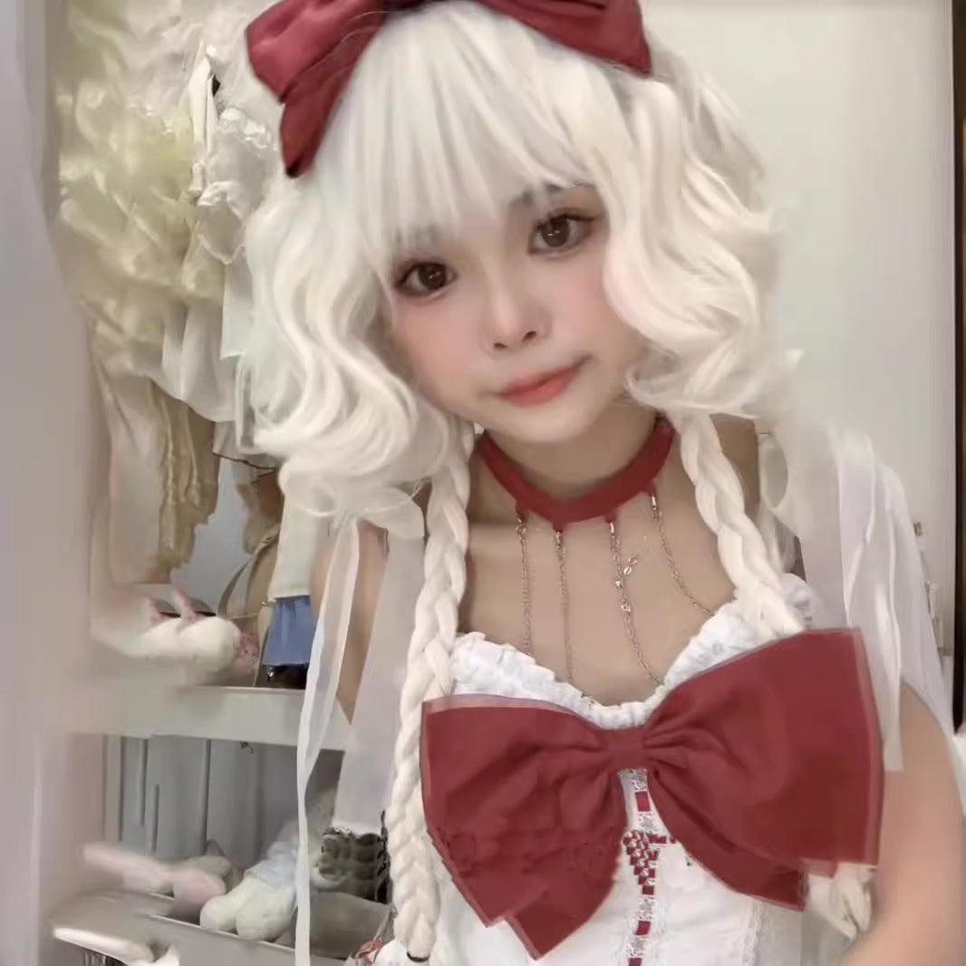 Lolita Jellyfish Head Can Tie Double Ponytail Wig Short Curly Hair