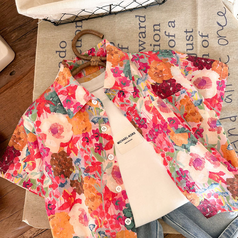 Children's Cotton Summer Boys Casual Top Loose Children's Shirt