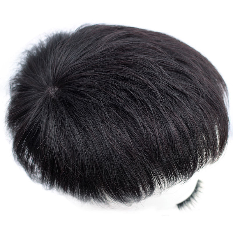Men's Short Hair Supplementing Piece Real Set Cover Gray Men's Wig