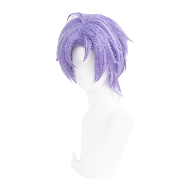 Leisure Travel World Carnival Night Purple Short Hair Less Cos Wig