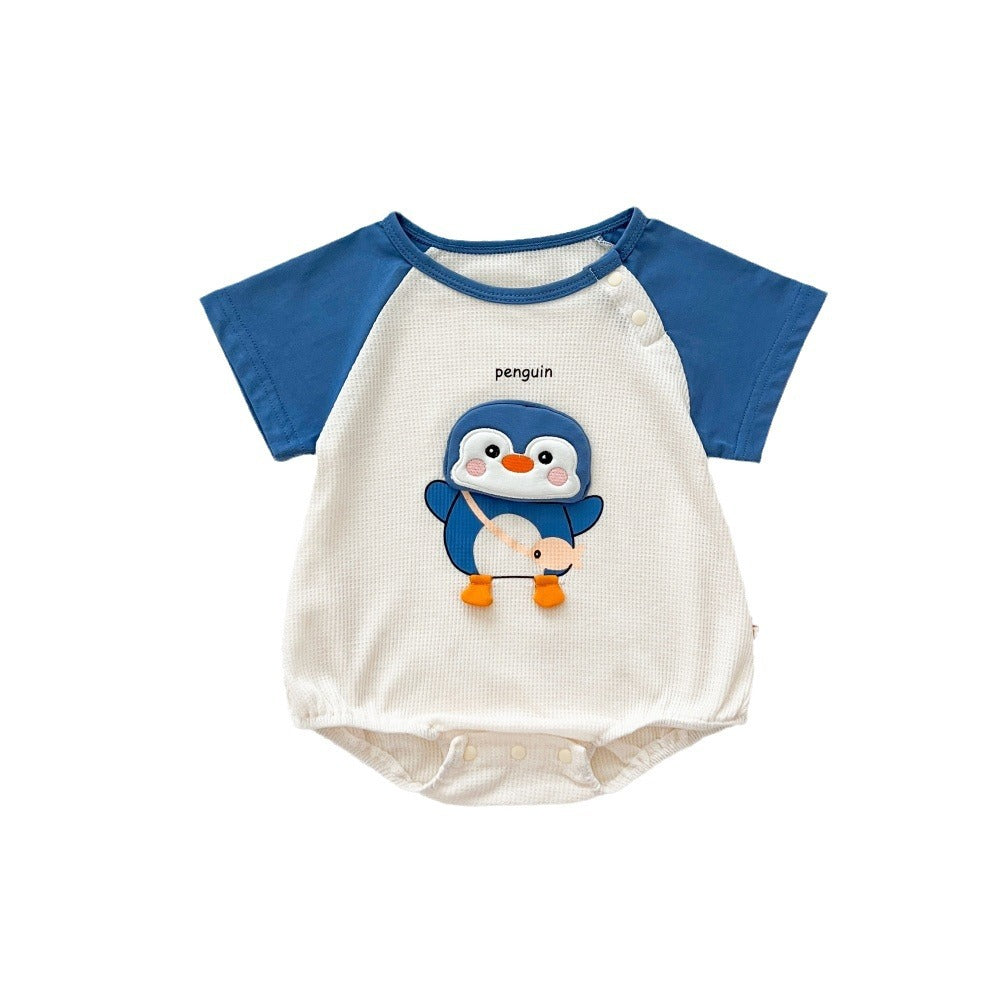 Infant Rompers Summer Penguin Short-sleeved Born Jumpsuit, Climbing Suit