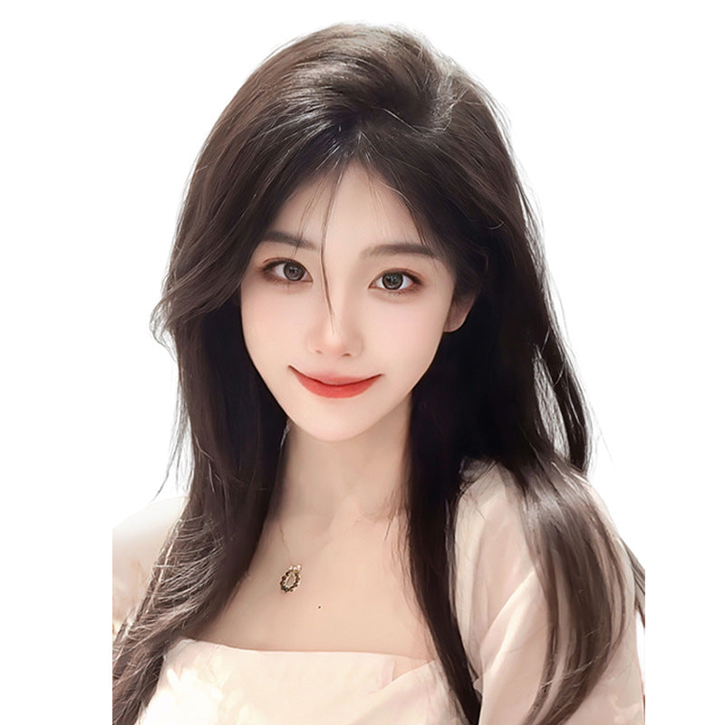 Women's Set Summer Head Hair Replacement Real Human Cover Gray Wig