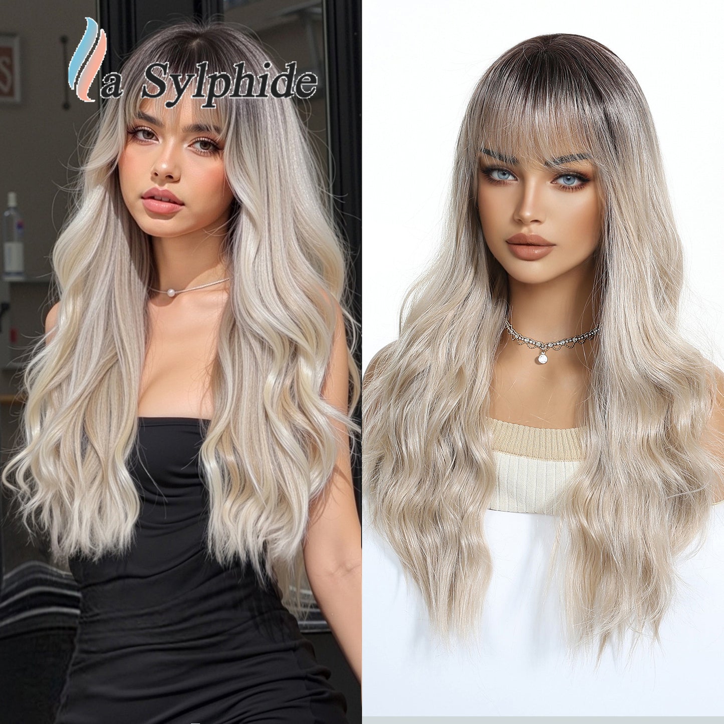 Color Hair Air Bangs Female Mechanism Whole Head Long Straight Wig