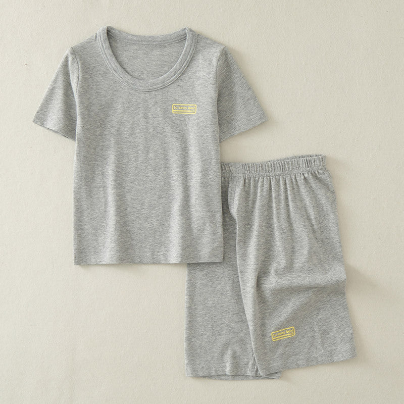 Children's Boys Summer Short Sleeve Fifth Pants Two-piece Little Boy Cotton Children's Suit