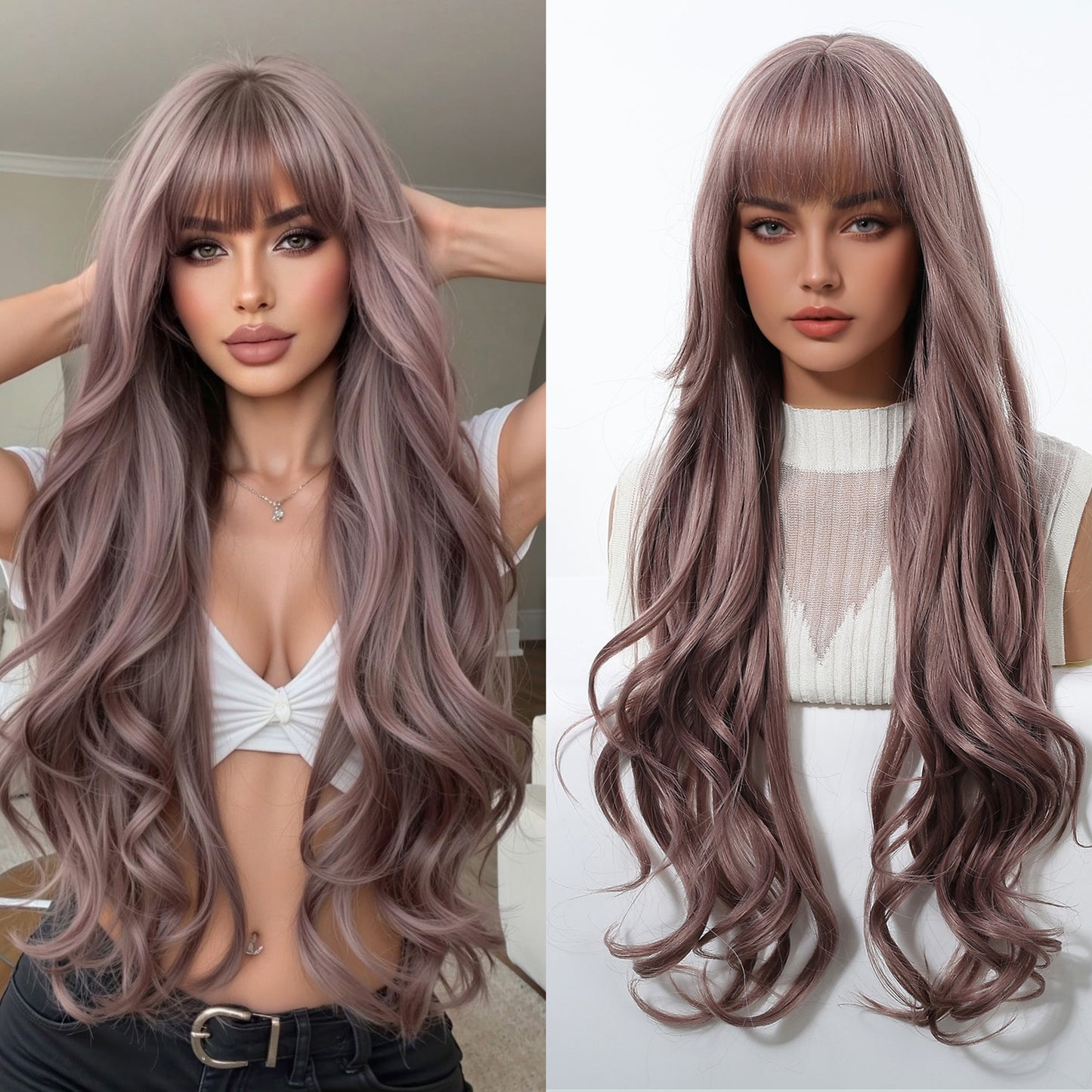 Female Wine-red Curly Hair Big Wave Natural Wig Long Curls