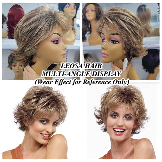 Women's Fashion Chemical Fiber Brown Partial Fluffy Wig Short Curly Hair