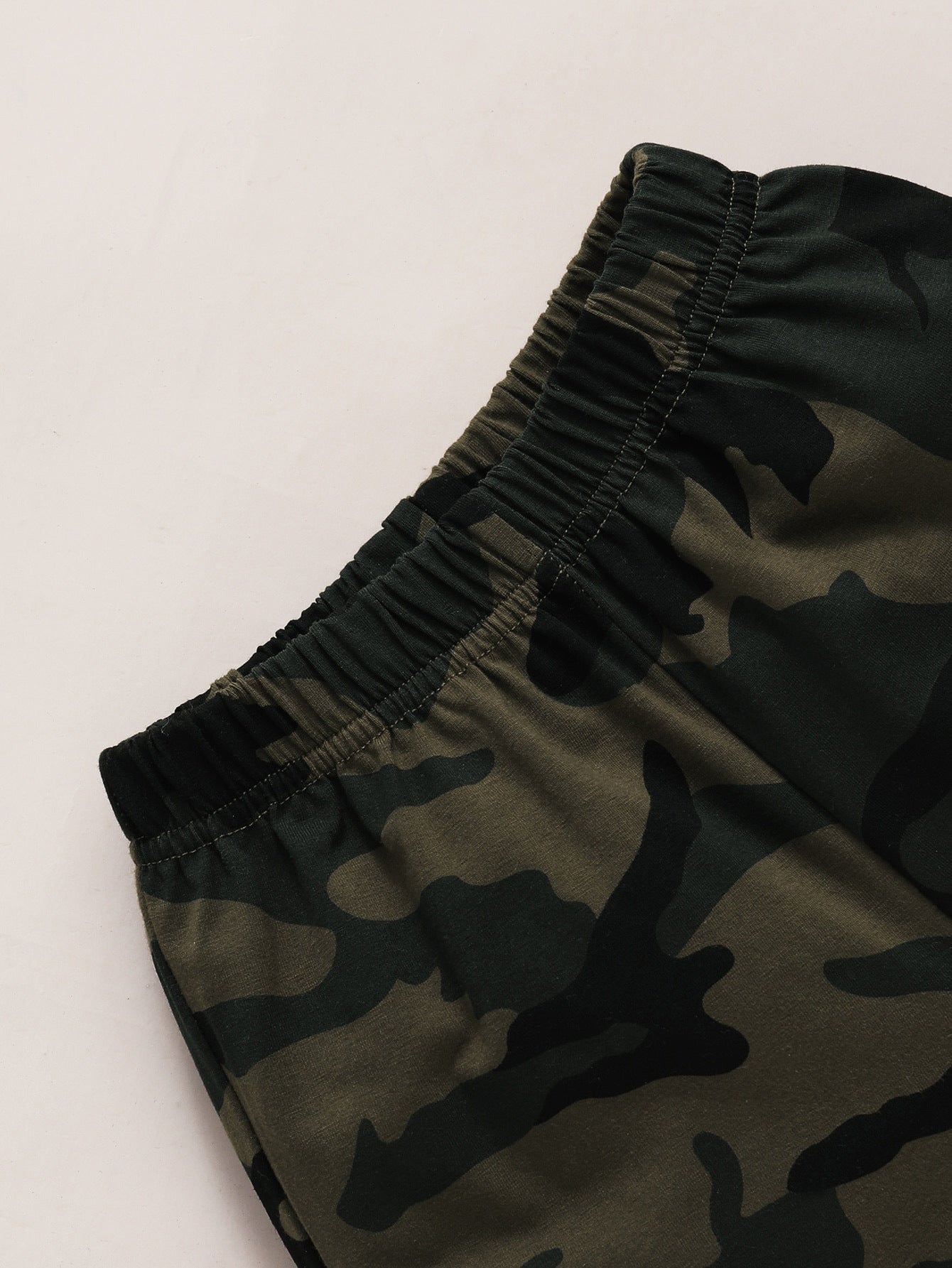 Summer Cartoon Letter Print Sleeveless Hooded Top Camouflage Shorts Children's Suit
