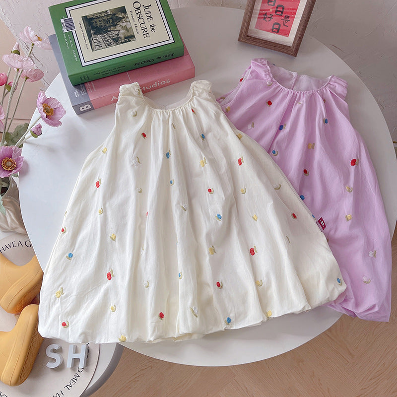 Embroidered Bud Summer Fashionable Princess Skirt Children's Dress