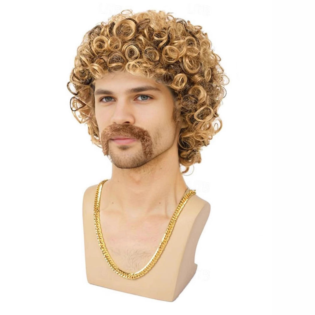 Men's Rose Net Universal Chemical Fiber Small Curly Men's Wig