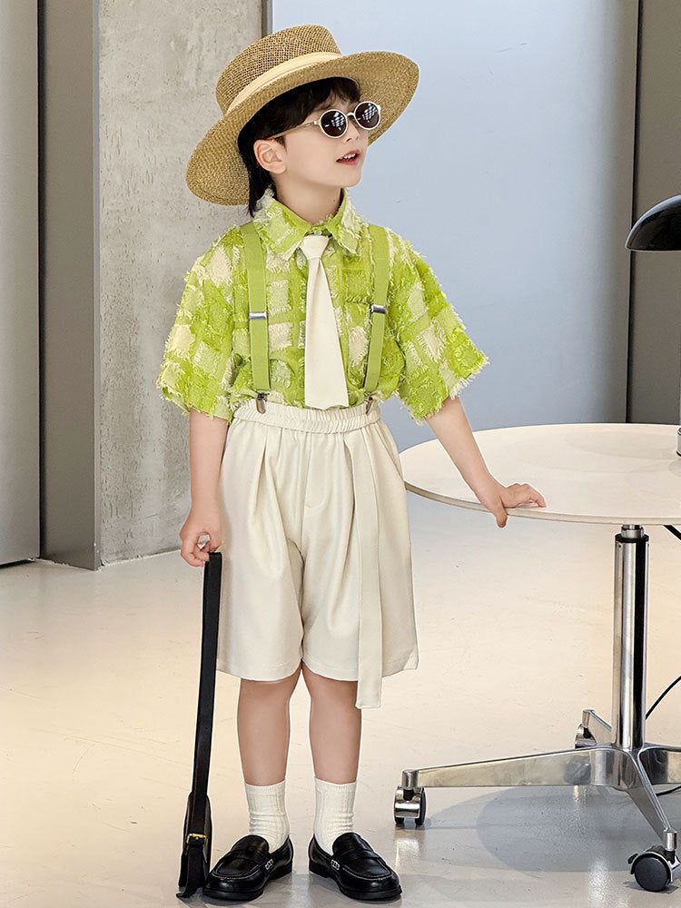 Children's Overalls Suit Summer British Kindergarten Performance Show Children's Shirt