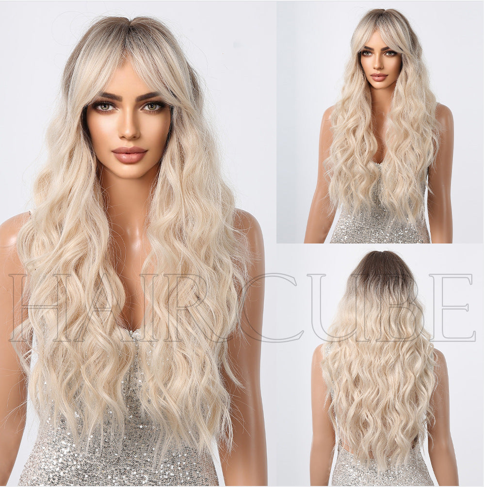 Small Lace Mechanism Head Cover Female Full Type Wig Long Curls