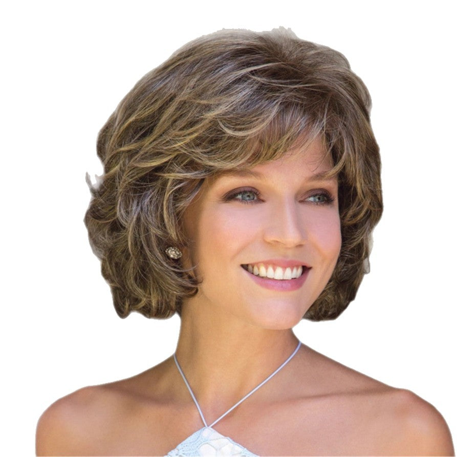 Fashion Female Brown Gold Dyed Style Wig Short Curly Hair