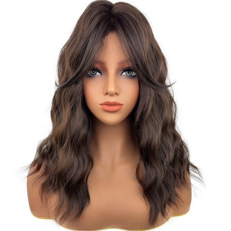 Women's Mid-length Curly Head Cover Water Ripple Mixed Wig Long Curls