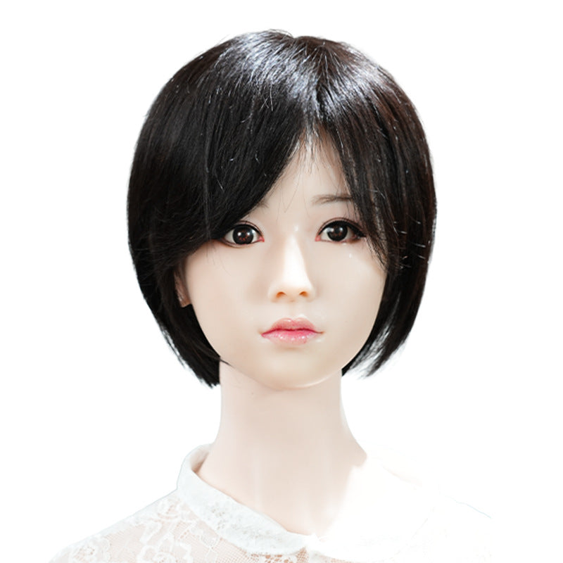 Women's Human Real Natural Lightweight Breathable Mom Wig Short Straight Hair