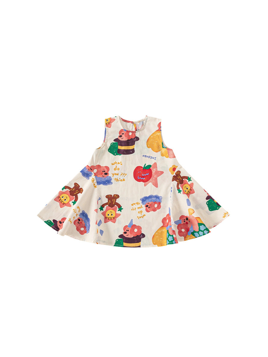 Children's Skirts Iti Cartoon Woven Clothing Thin Children's Dress