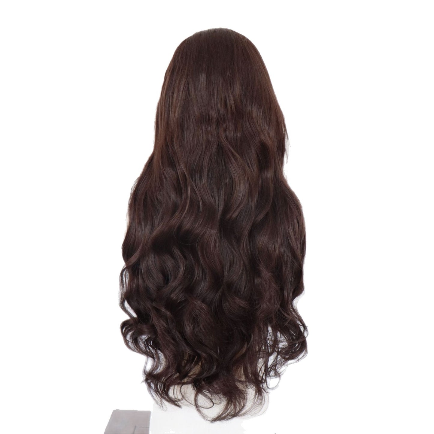 Dark Brown Synthetic Lace Wavy Curly Hair Wig Long Curls