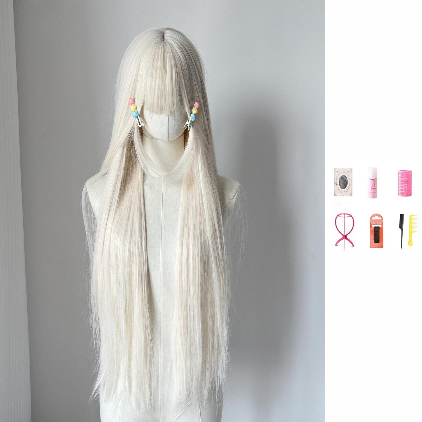 White Feather Dream Female Hair Milky Cm Natural Universal Top Long Straight Wig