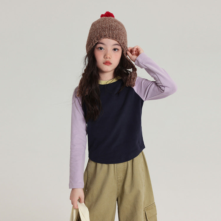 Children's Raglan Sleeves Versatile Round Neck Long Sleeve Children's T-shirt