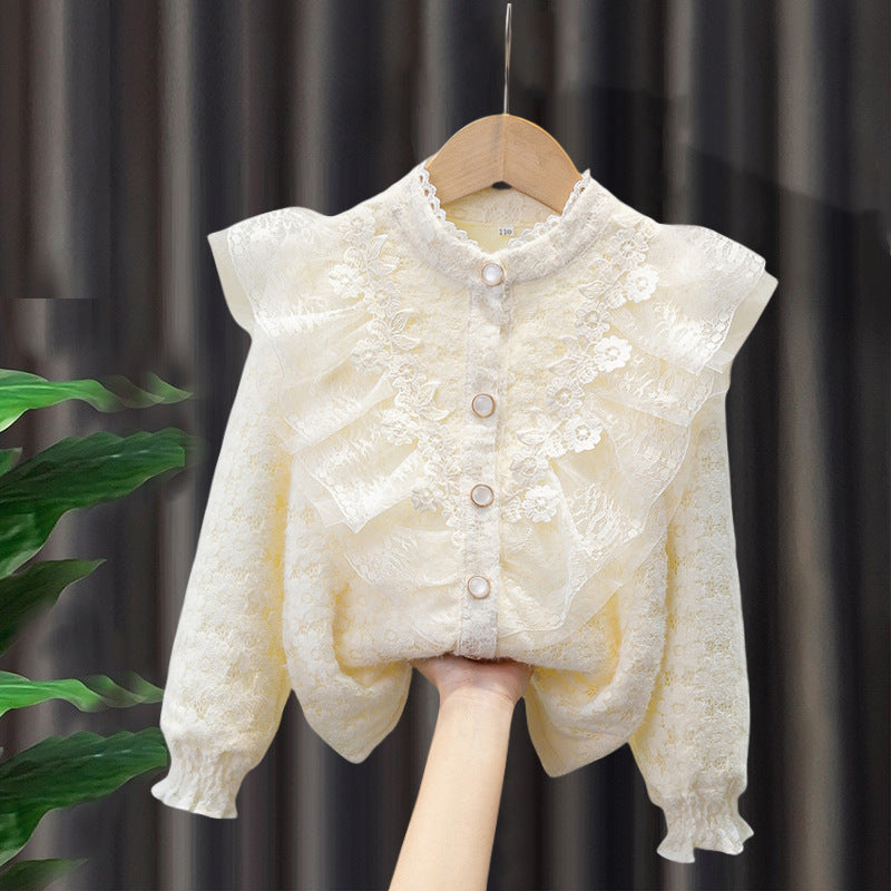 Children's French Fleece-lined Thermal Bottoming Clothing Winter Middle Big Children's Shirt