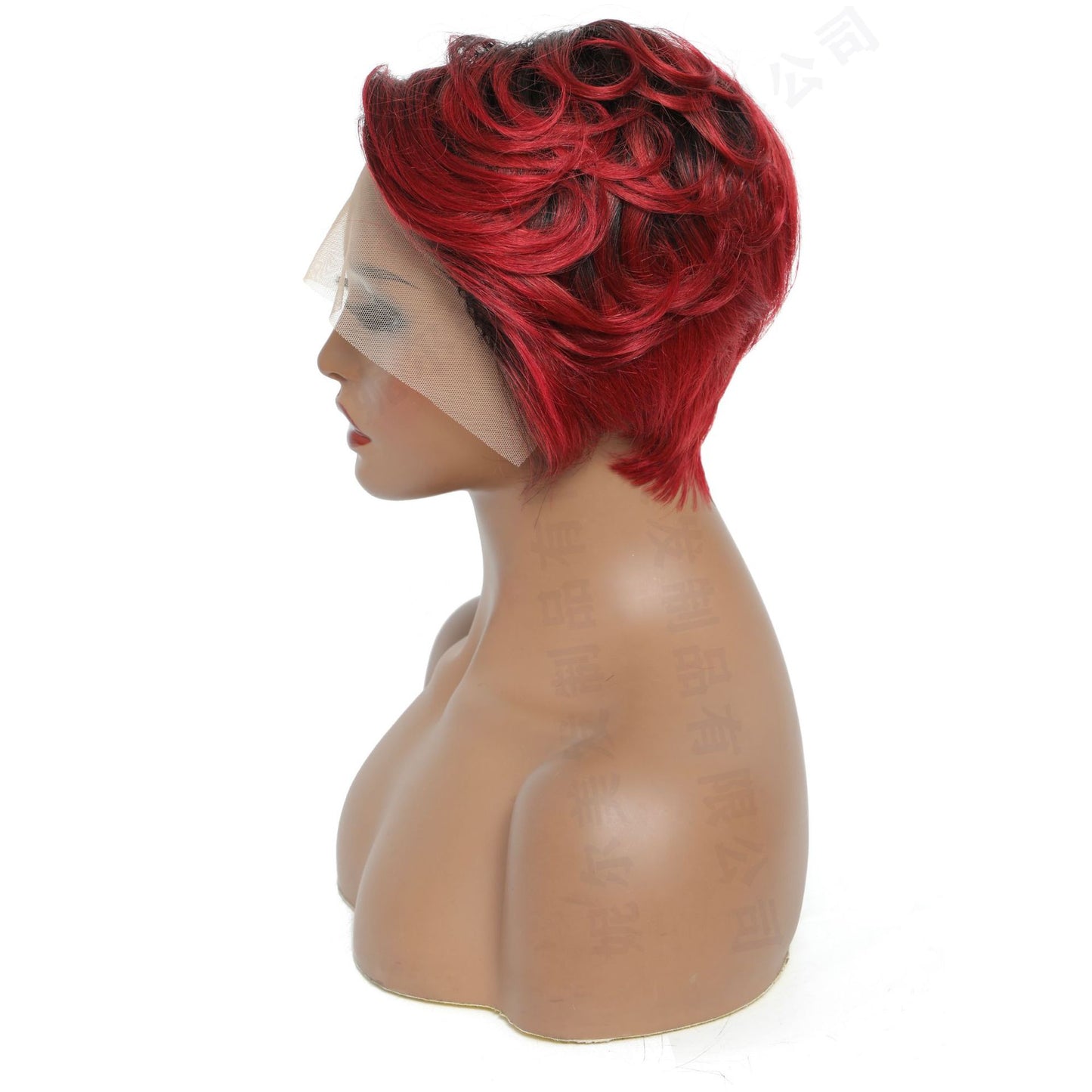 Human Lace Real Head Cover Split Sewing Wig Short Curly Hair