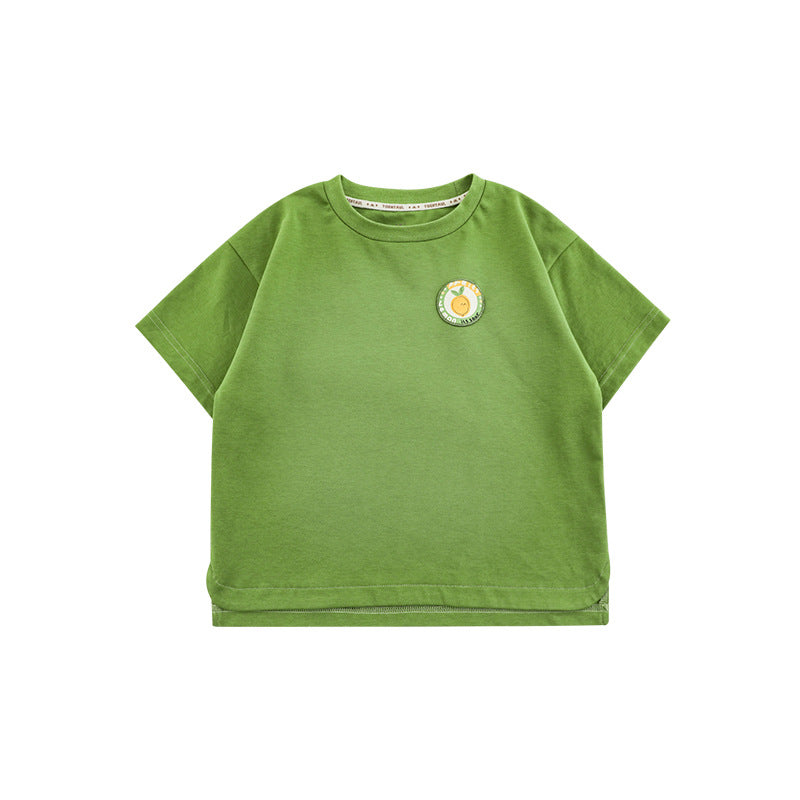 Wu Boy's Summer Fruit Short-sleeved Round Neck Loose Casual Children's T-shirt