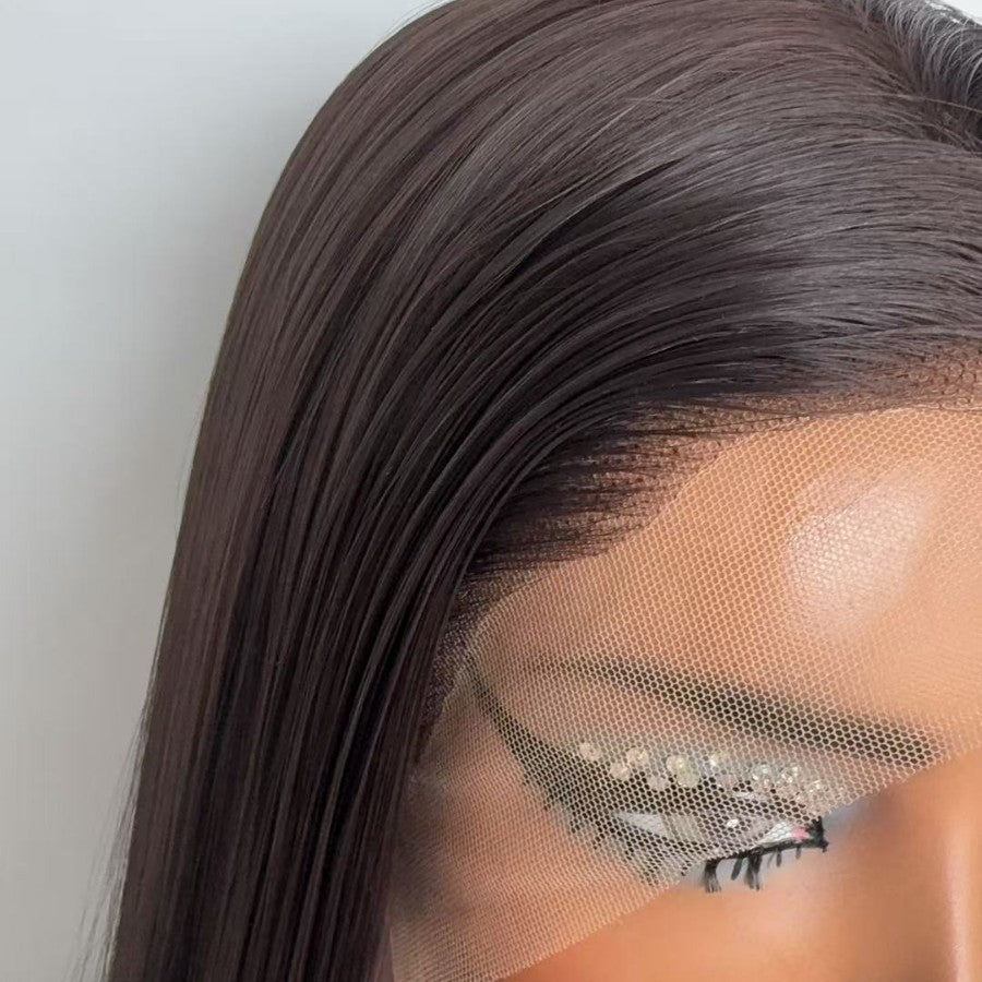 Women's Dark Brown Hair Fiber Chemical For Long Straight Wig